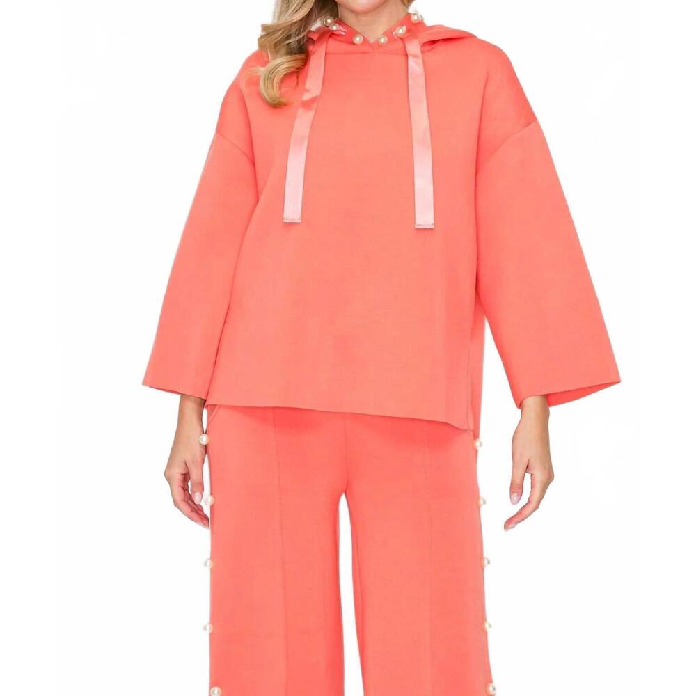 NEW JOH francine french scuba pearl hoodie in peach
